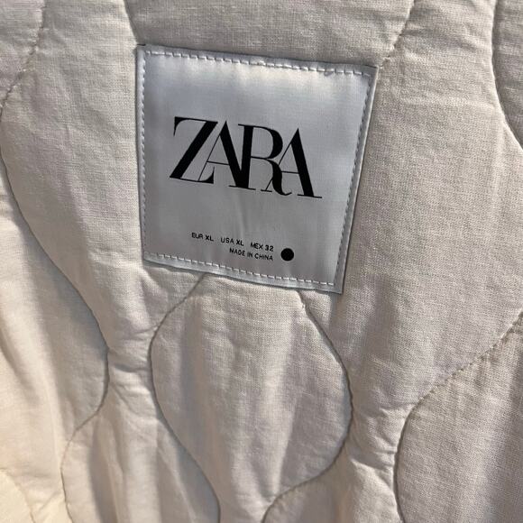 Zara Cream Colored Padded Quilted Jacket Size XL - Picture 5 of 9